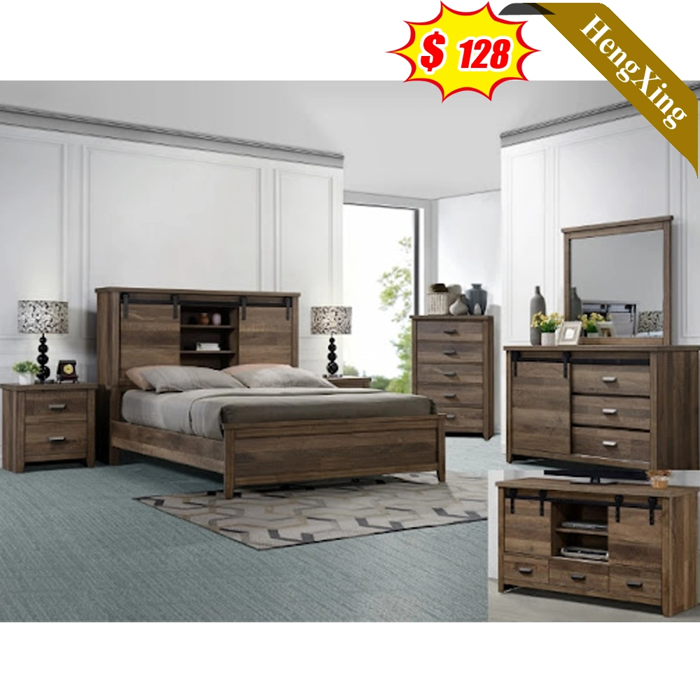 American Style Modern Home Hotel Bedroom Furniture Wooden Storage Bedroom Set Sofa Bed King Wall Bed (UL-22NR8058)