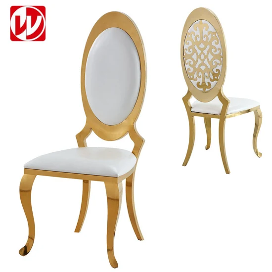 Chaises de salle à manger blanches en acier inoxydable d'or en cuir d'unité centrale pour des mariages de salle de banquet de restaurant à la maison d'hôtel